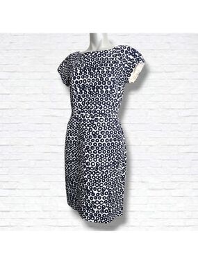 J. Crew Factory Basketweave Circle Print Pencil Sheath Midi Dress Size 6